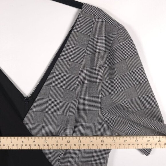 Fame & Partners Everly Button Front Black & Plaid Midi Dress Size 6 - Picture 8 of 16